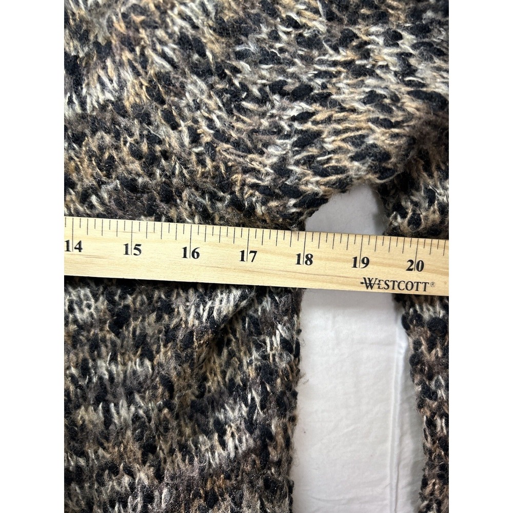 Cato Brown Black Space Dye Chunky Knit Open Front Cardigan Size M Longline - Picture 6 of 13